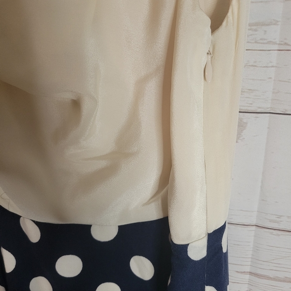 Moulinette souers off white blue pola dot maxi dress extra small 2 - Picture 4 of 6